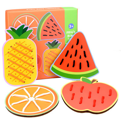 Fruit animal threading board entrenamiento de acción fina para niños manos en la enseñanza temprana ayuda bebé cuerda juguetes educativos