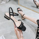 Sandals for women with widened and plump feet, with a fairy style middle heel and thick heels. New 2024 summer oversized women's shoes 41-43