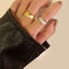 Wavy one size ring, set, brand jewelry, Korean style