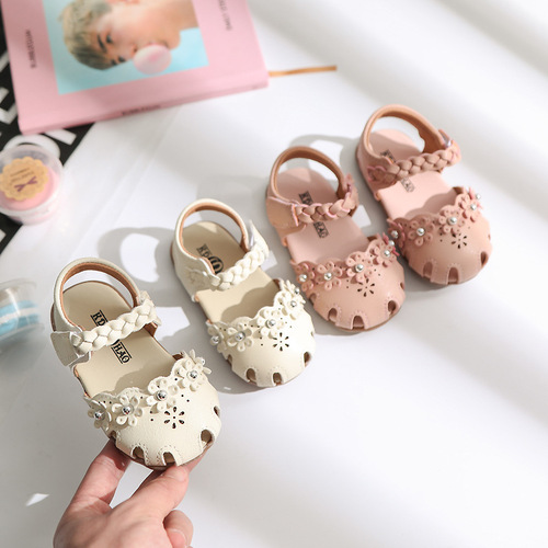 2025 Spring 1-3 Years Baby Girls Student Cap Toe Semi-Cool Shoes with Bowknot Little Princess Shoes First Walking Shoes