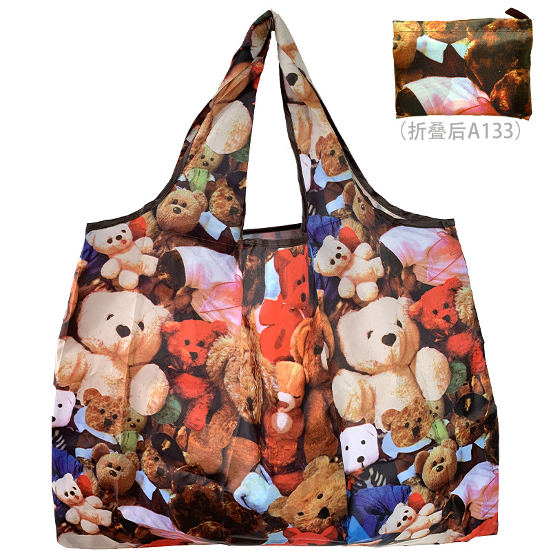 Bolsa de compras plegable de la protección del medio ambiente del paño de Oxford bolsa de almacenamiento portátil bolsa de supermercado grande bolsa de dibujos animados japonés