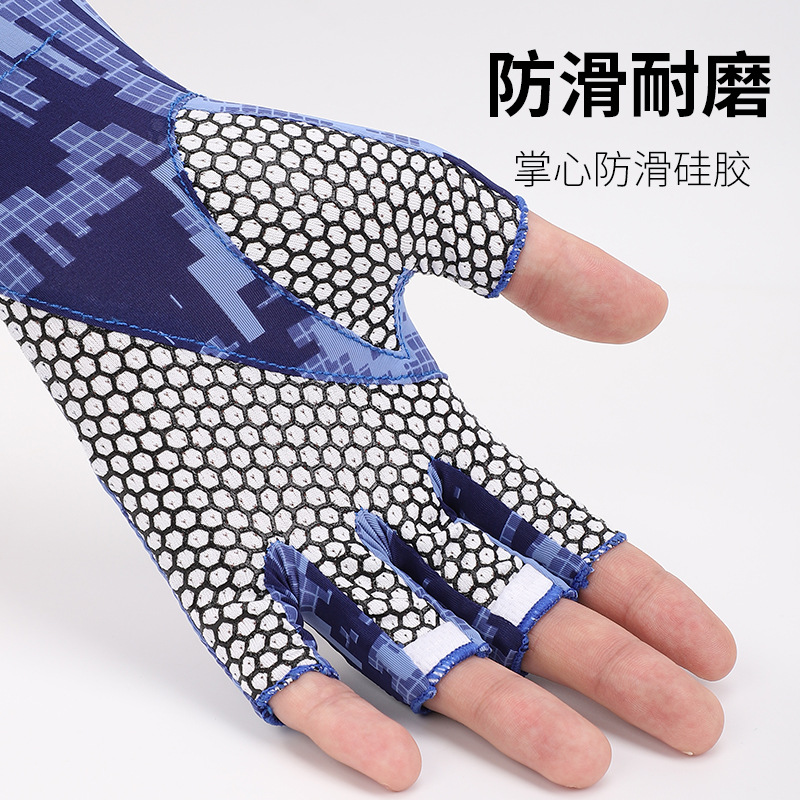 Nueva manga de hielo verano camuflaje protección solar opresleeve hombres de secado rápido montar antideslizante medio dedo brazo protección guantes de seda de hielo