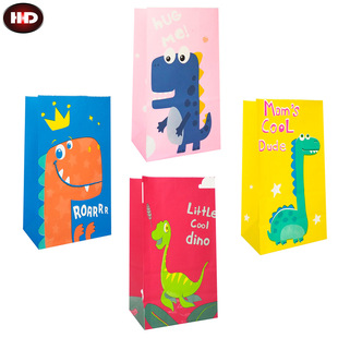 Spot supply Kraft paper dinosaur candy paper bag party bags Amazon 13*8*24cm