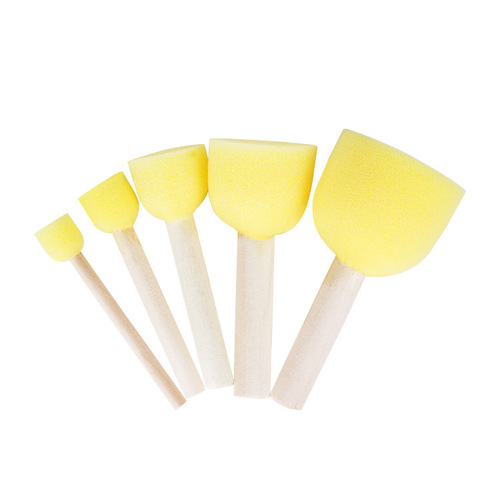 Children's creative painting mushroom head wooden handle sponge brush DIY early childhood education art supplies single sponge brush