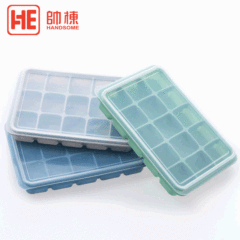 New Silicone Ice Tray Korean Style 15-Grid Square Food-Grade Ice Tray with Silicone Lid Freezing Box Ice Mold