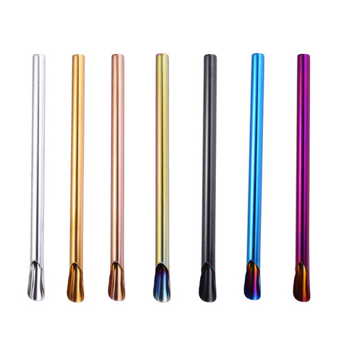 Cross-border exclusive supply of new 304 stainless steel straws, food-grade creative pearl milk tea straw spoons, smoothie straws
