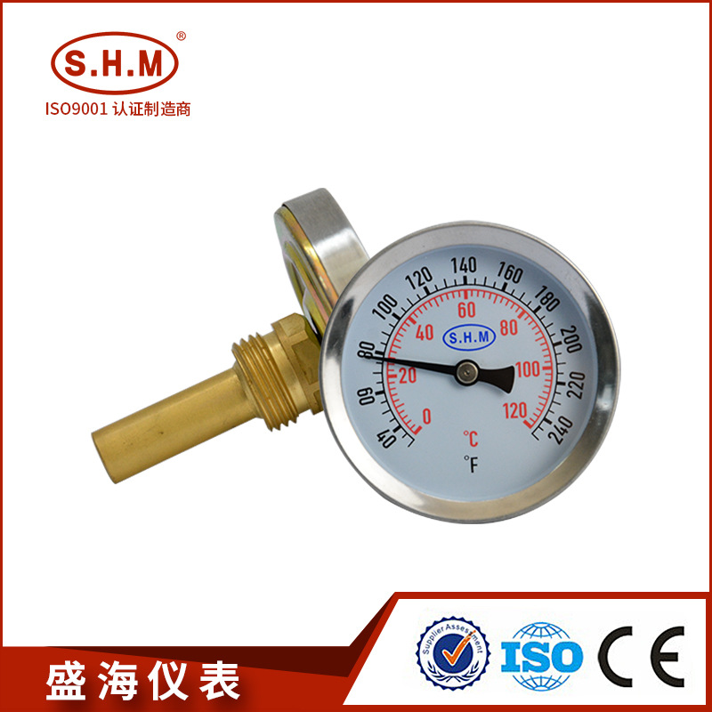 带铜护套热水表 无铅铜 双金属温度计 热水表工业用双金属热水表
