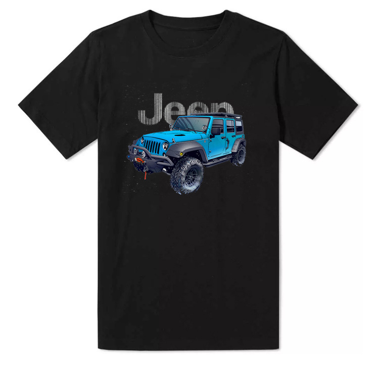 Off-road car Wrangler landcooluze printed short-sleeved men's cotton T-shirt summer