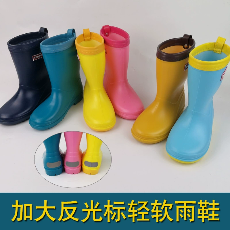 Детские резиновые сапоги, непромокаемые резиновые сапоги средней посадки, мягкие легкие Нескользящие детские водные туфли на толстой подошве, детская резиновая обувь