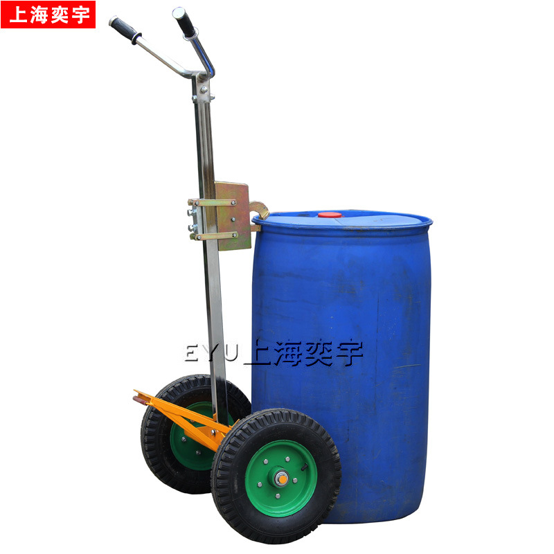 DE450手推式充气轮大铁塑咬嘴油桶车推车200公斤鹰嘴式油桶搬运车