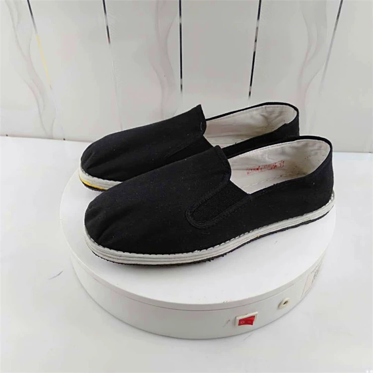 Продажи фабрики 3520 черные тканевые туфли черные эластичные ленивые туфли по охране труда работают Мелкий рот ткань обувь оптом