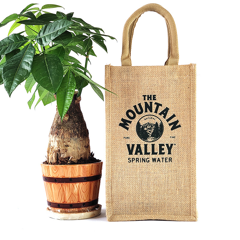 厂家亚麻黄麻袋双支红酒包装粗麻手提礼品包装红酒袋专业制作logo