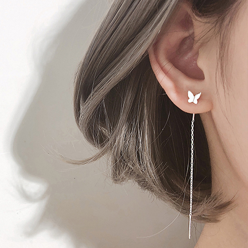 Pendientes de mariposa de baile de luz de diseño creativo romántico Pendientes románticos Pendientes largos de temperamento de hadas súper accesorios de regalo japoneses y coreanos femeninos