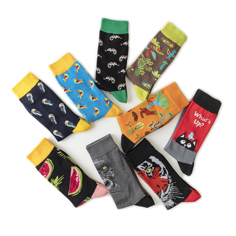 Trendy Cotton Mid-calf Crew Socks With Fruit And Animal Pattern_voghion.com