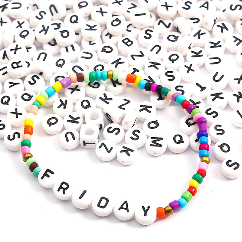 DIY Beaded Material Early Education Acrylic Alphabet Beads English Alphabet Beads Flat Beads Square Beads Round Beads Beads