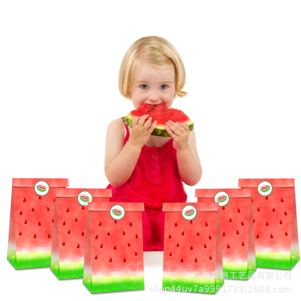 LB029亚马逊ebay纸袋西瓜派对手提袋生日礼物糖果袋礼品节日礼袋