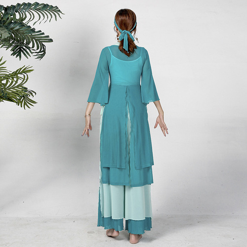 Honghua classical dance clothing, gauze dance practice clothing, elegant ancient Chinese style belly dance performance clothing