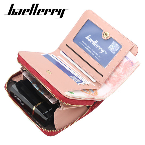 Women's short wallet baellerry Korean version multi-card slot driver's license coin purse fashionable tassel snap button women's bag