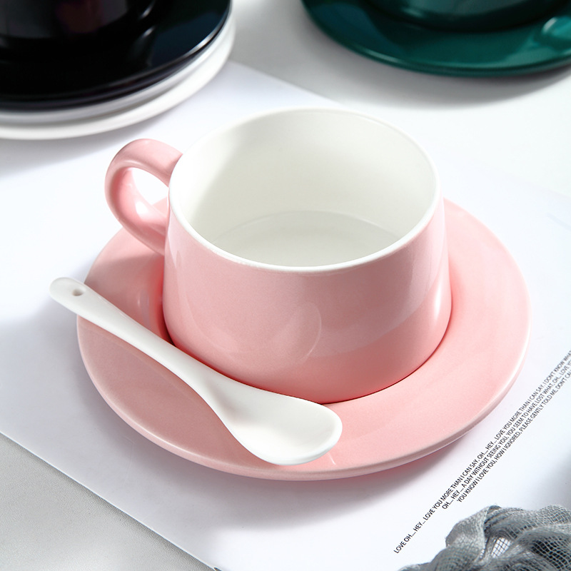 Tazas de café brillante nórdico simple plato de cerámica taza de té taza de leche taza de café de restaurante occidental LOGO