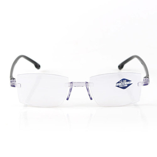 Bifocal reading glasses for men and women, both far and near, anti-blue light, masonry edge-cut rimless reading glasses, wholesale street stalls