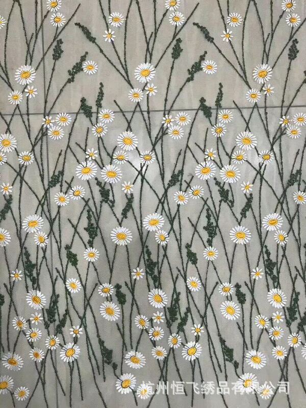 Summer field sunflower multicolor Daisy sweet water soluble love girlfriend style embroidered fabric wholesale