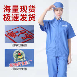 定制夏季短袖工作服套装食品厂工作服贴牌加工男工厂车间工装套装