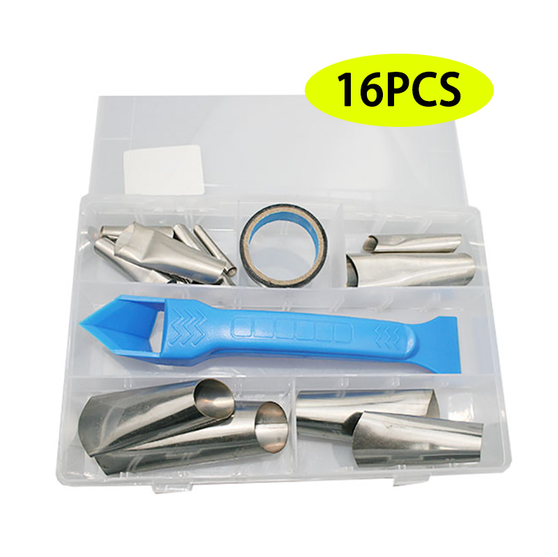 厂家不锈钢胶嘴玻璃胶枪胶嘴门窗胶咀刮胶14件套盒装 美缝工具