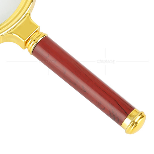 10x high-end exquisite imitation mahogany handle gold-plated handheld gift reading magnifying glass for the elderly
