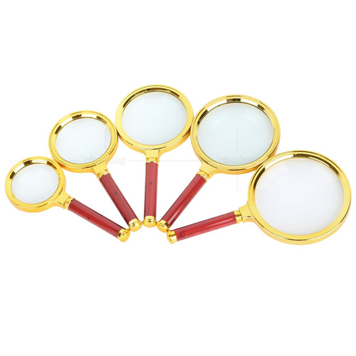 10x high-end exquisite imitation mahogany handle gold-plated handheld gift reading magnifying glass for the elderly