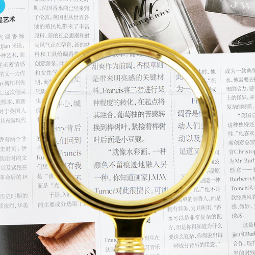 10x high-end exquisite imitation mahogany handle gold-plated handheld gift reading magnifying glass for the elderly