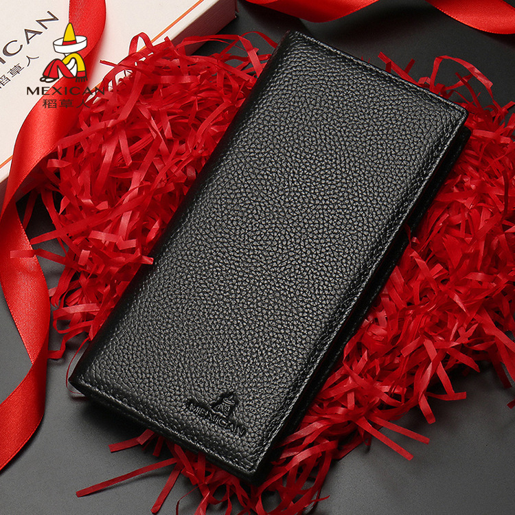 Scarecrow Long Wallet Men's Business Genuine Leather Large Capacity Ticket Holder Multi-Card Holder Thin Casual Wallet Wallet for Youth Scarecrow Long Wallet Men's Business Genuine Leather Large Capacity Ticket Holder Multi-Card Holder Thin Casual Wallet Wallet for Youth