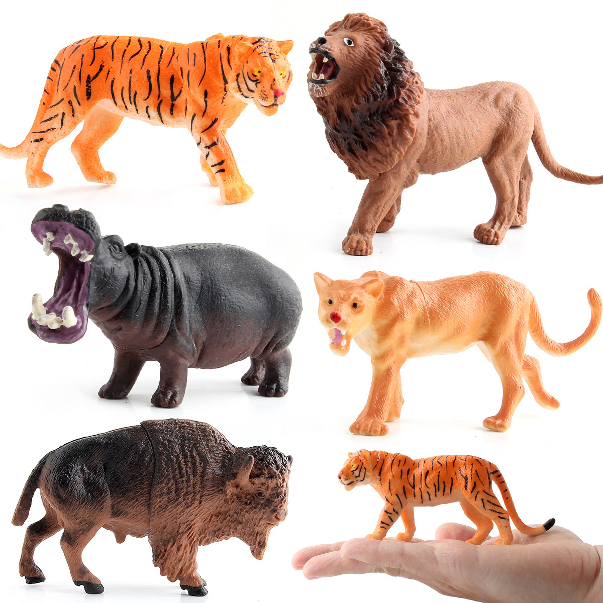 Nuevo modelo de juguete animal 12 tamaño pequeño hueco simulación animal mundo bosque animal traje juguete exportación