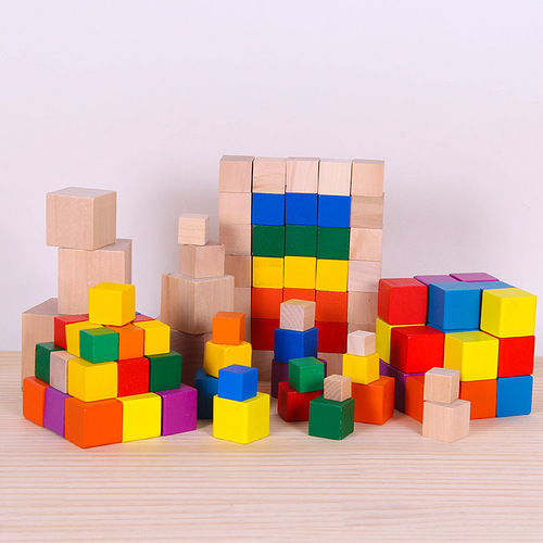 Factory Direct Sale Hinoki Regular Cubic Blocks 1-8cm Primary School Math Cubes Teaching Aids Colored Cubic Toys