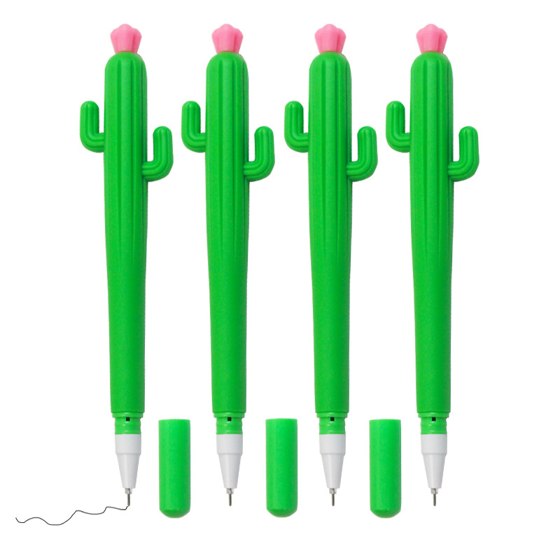 Pluma de descompresión de dibujos animados lindo cactus pluma de gel suave estudiante papelería creativa cactus forma de bola pluma de firma image 7