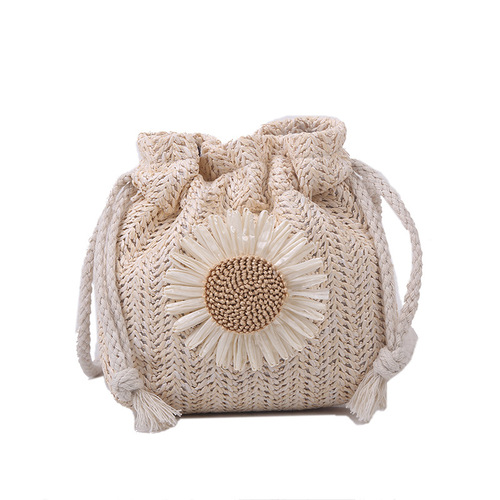 Forest style woven bucket bag women's bag new  summer straw bag cross bag Korean version cute one-shoulder crossbody bag