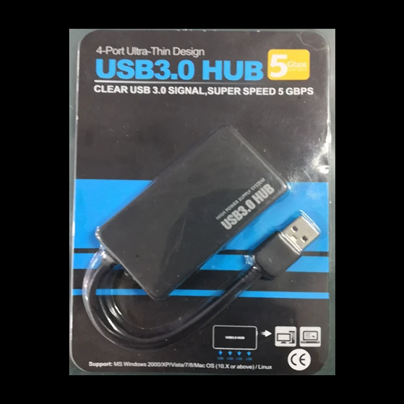 Четырёхпортовый HUB 3.0 ультратонкий, 4-портовый USB 3.0 (совместим с 2.0), удлинитель для компьютера, док-станция
