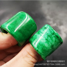 圆条扁条玉石绿扳指指环复古翡翠巴山老玉扳指古玩工艺品玉器E18