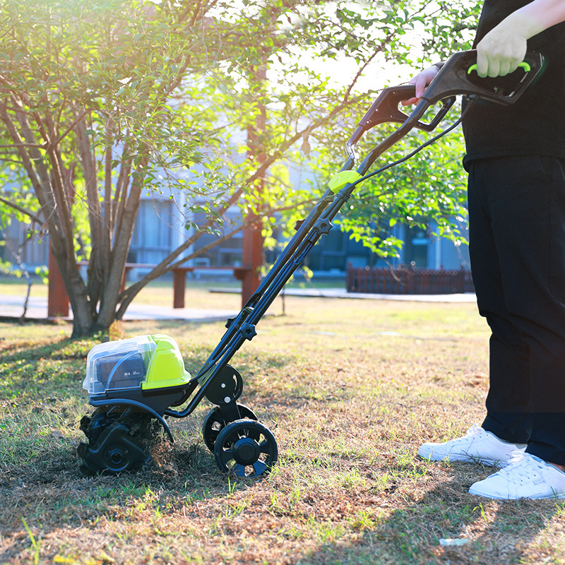 Micro-Tiller sin escobillas de litio eléctrico pequeño Tiller multifuncional agrícola rotativa surco arado Tiller