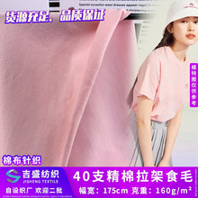40支精棉拉架食毛 单面布针织拉架面料 全棉T恤布 针织有弹力布料