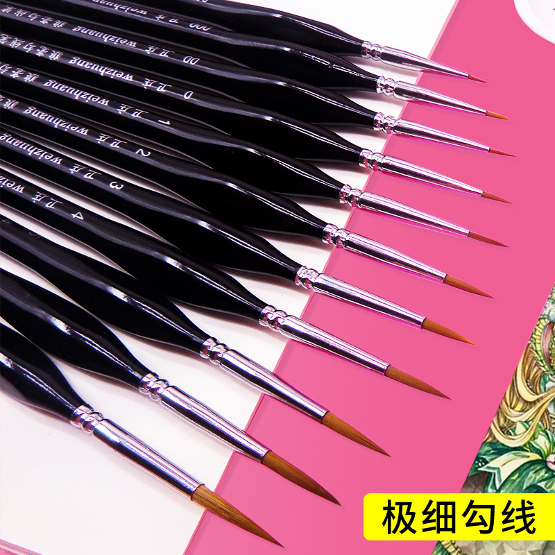 Cross-Border logo black wolf hair very fine nail art students tracing line water pastel stroke oil brush Gou line pen