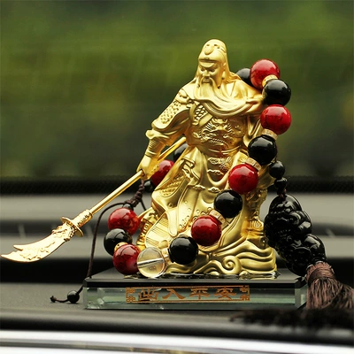 Car ornaments, Guan Gong alloy car - god-of-war-guan-gong-13107cm-gold-transfer-beads