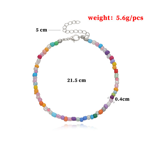 Amazon Best Selling Cross-Border Jewelry for Women - Fashion Handmade Adjustable Ankle Chain with Colorful Rice Beads