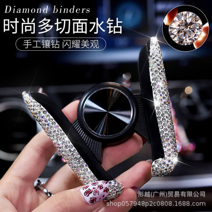 Coche transfronterizo Soporte de teléfono móvil incrustado en diamante Marco de navegación Asiento de salida de aire de doble propósito Gravedad Soporte de teléfono móvil Soporte femenino