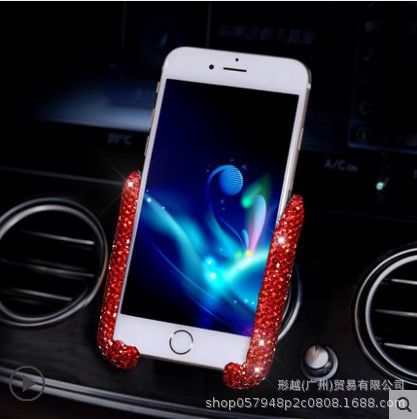 Coche transfronterizo Soporte de teléfono móvil incrustado en diamante Marco de navegación Asiento de salida de aire de doble propósito Gravedad Soporte de teléfono móvil Soporte femenino