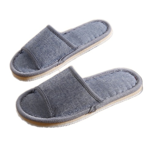 Four Seasons Retro Solid Color Coarse Cloth Hotel B&B Home Slippers Female Couple Simple Indoor EVA Floor Cotton Slippers