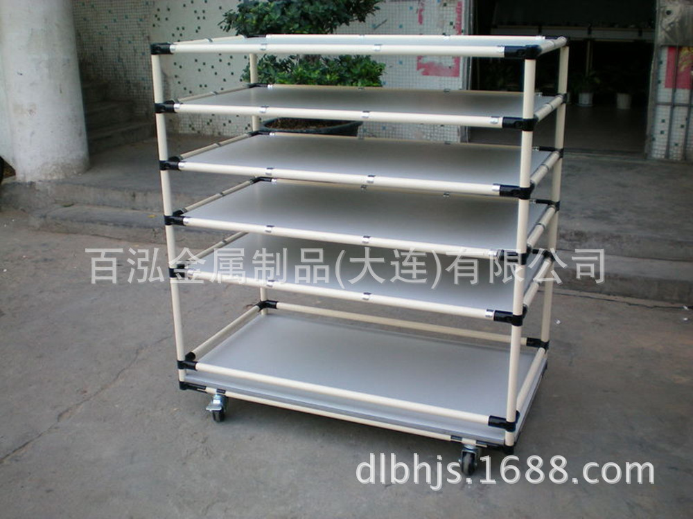 供应线棒货架（系列九）外层为PE、ABS塑胶层 、内层为防锈层