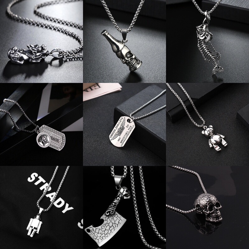 Hip-Hop Trendy Men's Ins Titanium Steel Necklace Internet Celebrity Popular Military Brand Douyin Bungee Jewelry Women's European and American One-Piece Drop Shipping Hip-Hop Trendy Men's Ins Titanium Steel Necklace Internet Celebrity Popular Military Brand Douyin Bungee Jewelry Women's European and American One-Piece Drop Shipping