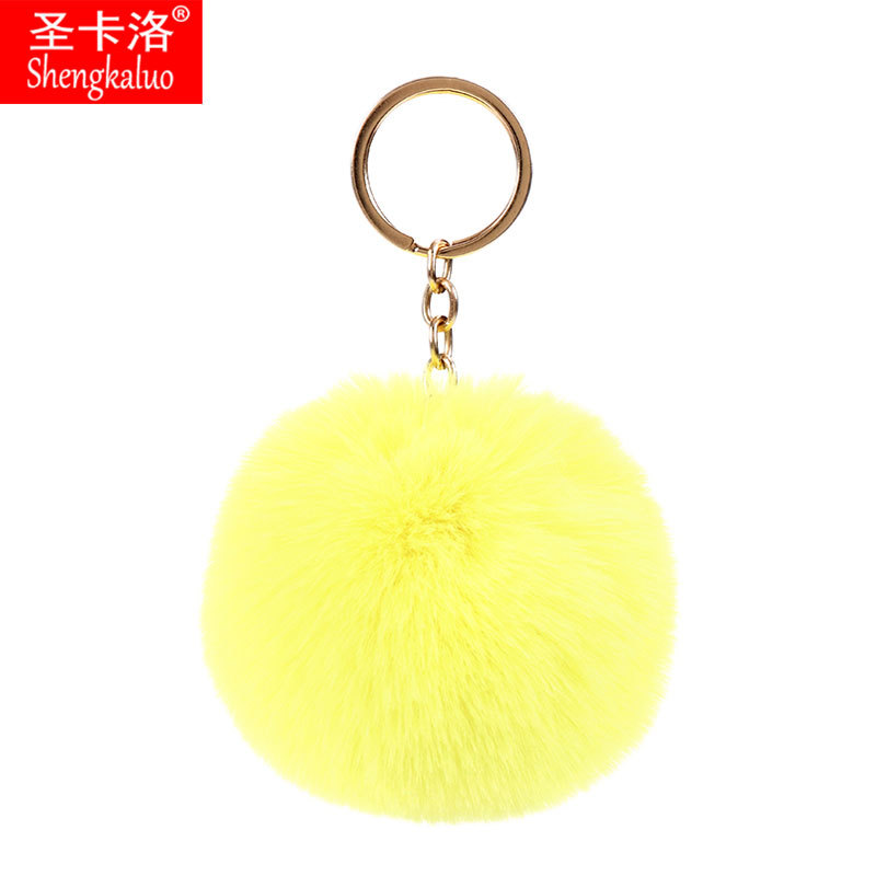 Elemento verde colgante cuerda llavero de peluche de piel artificial bolsa de lana corta colgante damas colgando bolsa accesorios al por mayor
