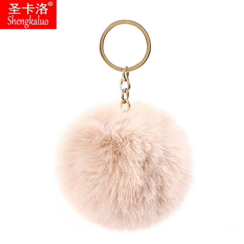 Elemento verde colgante cuerda llavero de peluche de piel artificial bolsa de lana corta colgante damas colgando bolsa accesorios al por mayor