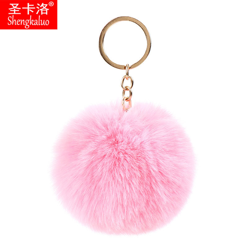 Elemento verde colgante cuerda llavero de peluche de piel artificial bolsa de lana corta colgante damas colgando bolsa accesorios al por mayor